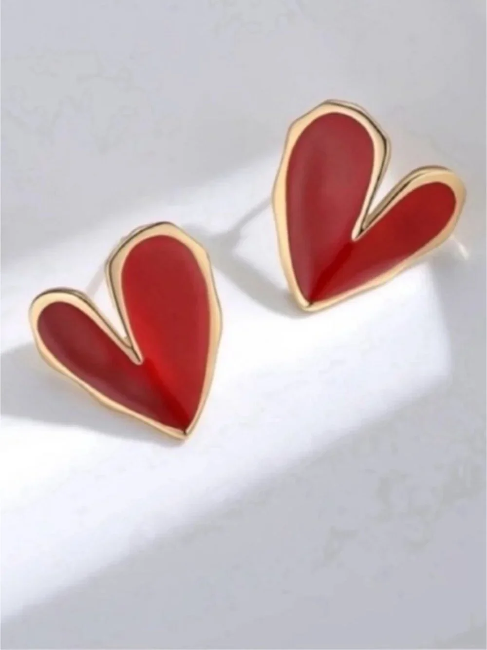 New! Rosa Red Gold Heart Post Earrings (2007) NWOT